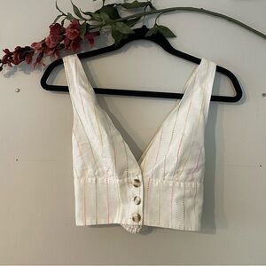 Forever 21 Cotton-Blend Cross Back White Crop Top Size S